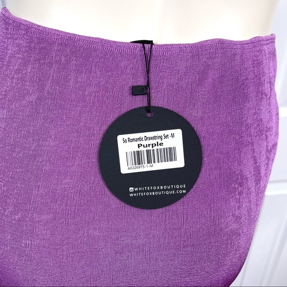 WHITE FOX BOUTIQUE So Romantic Drawstring Set PURPLE 2 piece stretchy M … - Picture 10 of 12